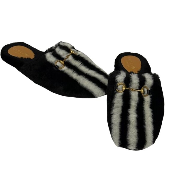 $980 Gucci x Adidas black/white horseblt slides size 9/39 - Picture 4 of 8